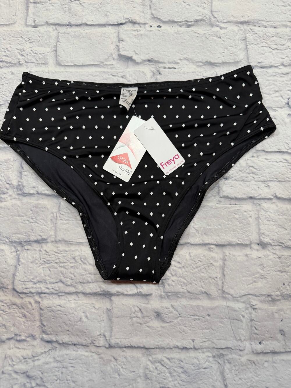 NWT Freya Jewel Cove High Waist Bikini Brief Bottom black White Large A781